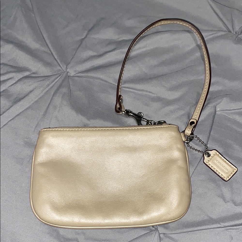 Coach Cream Leather Wristlet Clutch